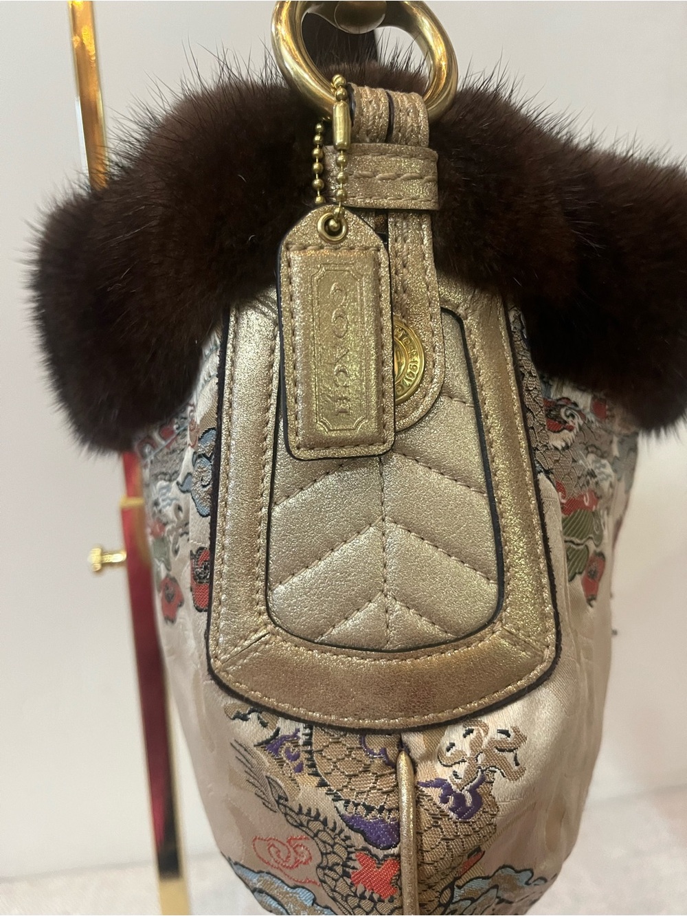 COACH Limited Edition Silk Kimono Mink Hobo bag RARE - Picture 4 of 16